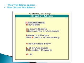 Trial balance in tally