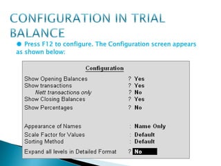 Trial balance in tally
