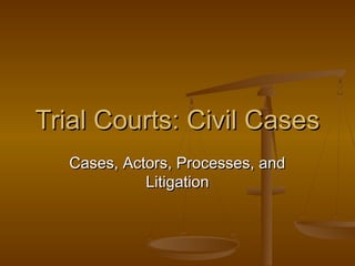 Trial Courts: Civil CasesTrial Courts: Civil Cases
Cases, Actors, Processes, andCases, Actors, Processes, and
LitigationLitigation
 