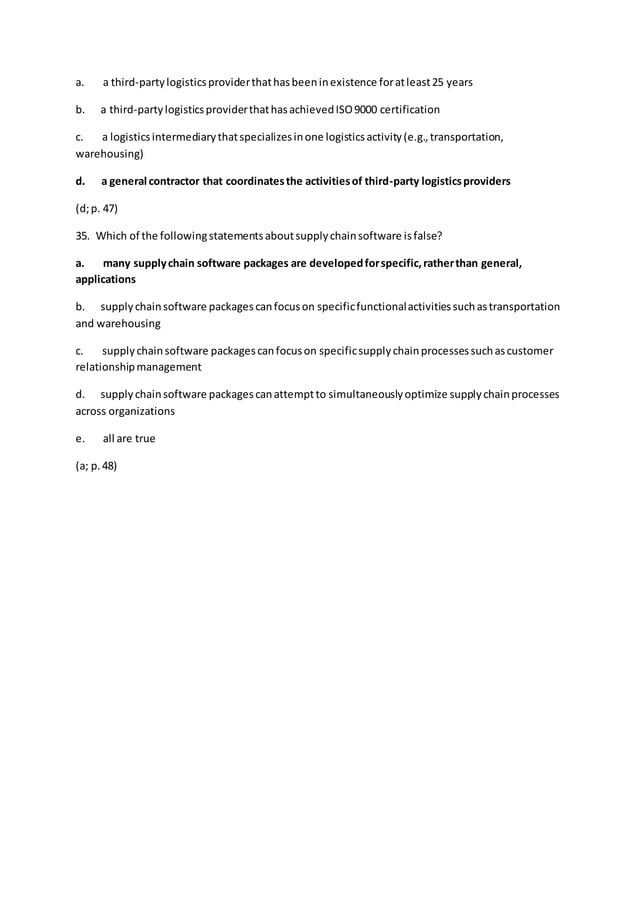 Trial exam questions+answers logistics and supply chain management 2