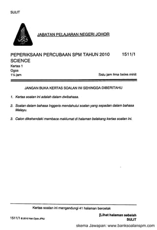Trial Johor Science Spm Kertas 1 2010