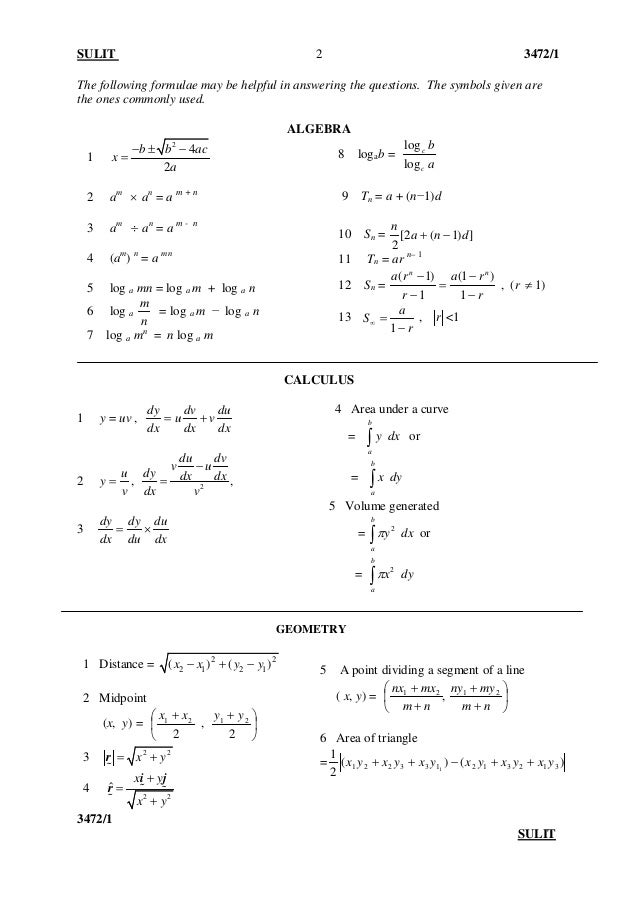 Soalan Math Algebra - Selangor w