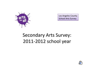 Los Angeles County
                School Arts Survey




Secondary Arts Survey:
2011-2012 school year
 