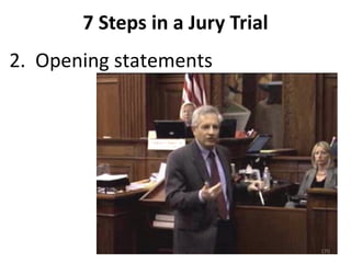 7 Steps in a Jury Trial 2.  Opening statements 