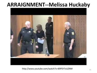 ARRAIGNMENT--Melissa Huckaby http://www.youtube.com/watch?v=89PSY7vUZNM 