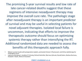 PROF S.SUBBIAH et al.
The promising 5-year survival results and low rate of
late cancer-related deaths suggest that these
...