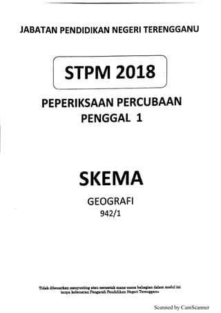 Soalan Dan Skema Permarkahan Percubaan Geografi Semester 1 Stpm 2019