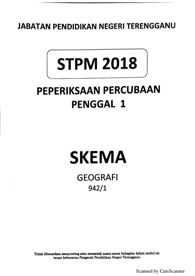 Soalan dan Skema Permarkahan Percubaan Geografi Semester 1 