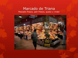 Marcado de Triana

Pescado fresco, pan fresco, queso y ¡más!

 