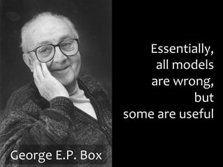 George 
E.P. 
Box 
Essentially, 
all 
models 
are 
wrong, 
but 
some 
are 
useful 
 