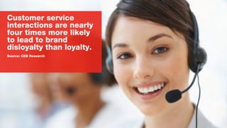 Customer service
interactions are nearly
four times more likely
to lead to brand
disloyalty than loyalty.
Source: CEB Rese...