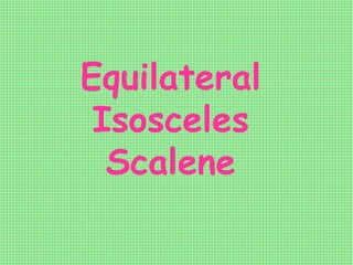 Equilateral
Isosceles
Scalene
 