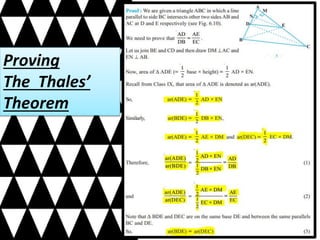 Proving
The Thales’
Theorem
 