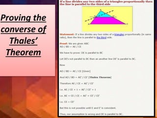 Proving the
converse of
Thales’
Theorem
 