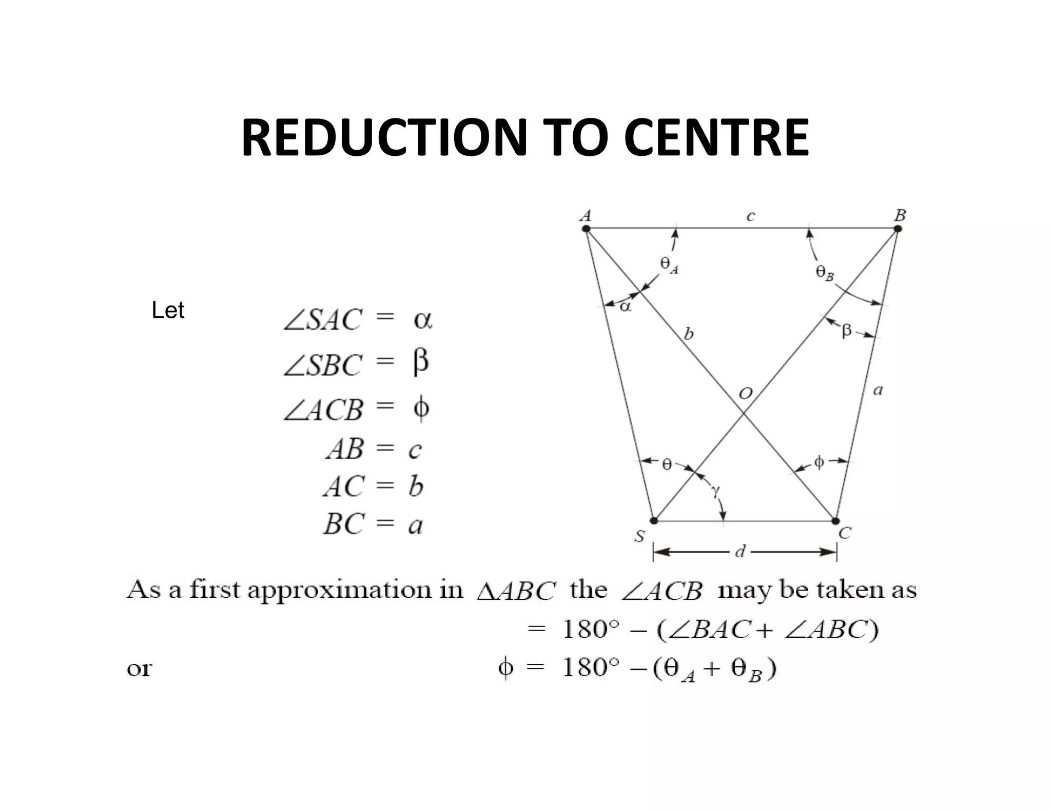 REDUCTION TO CENTRE
Let
 