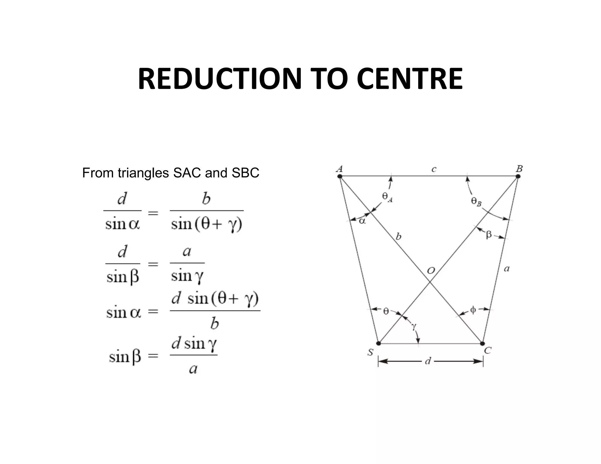 REDUCTION TO CENTRE
From triangles SAC and SBC
 