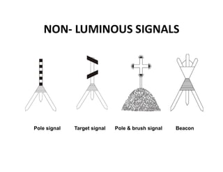 NON- LUMINOUS SIGNALS
Pole signal Target signal Pole & brush signal Beacon
 