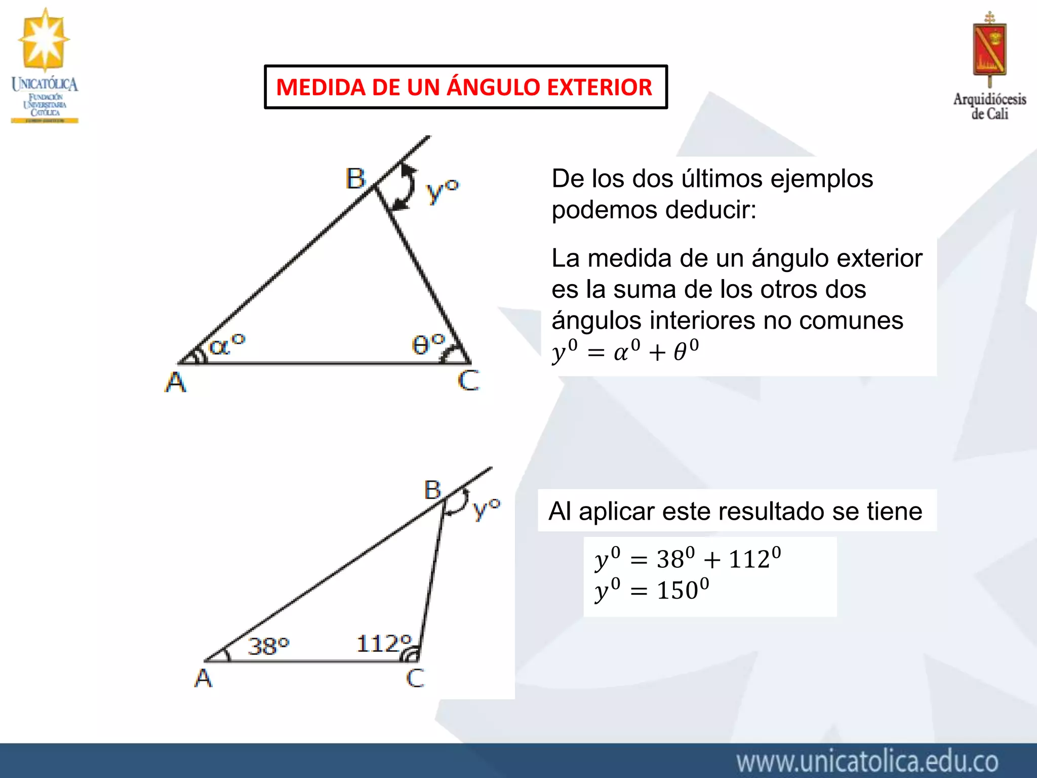 Triangulo angulos interiores y exteriores | PPTX