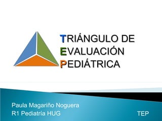 T RIÁNGULO DE
               E VALUACIÓN
               P EDIÁTRICA



Paula Magariño Noguera
R1 Pediatría HUG               TEP
 