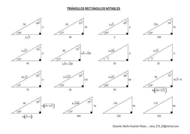 Triangulos Rectangulos Notables Completo Triangulos Rectangulos Notables Completo
