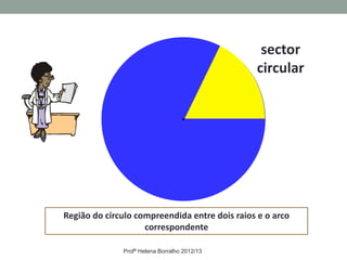 sector
                                               circular




Região do círculo compreendida entre dois raios e o arco
                    correspondente

              Profª Helena Borralho 2012/13
 