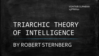 TRIARCHIC THEORY
OF INTELLIGENCE
BY ROBERT STERNBERG
VONTAIR SUPARNA
15IPMH10
 