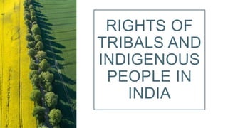 RIGHTS OF
TRIBALS AND
INDIGENOUS
PEOPLE IN
INDIA
 
