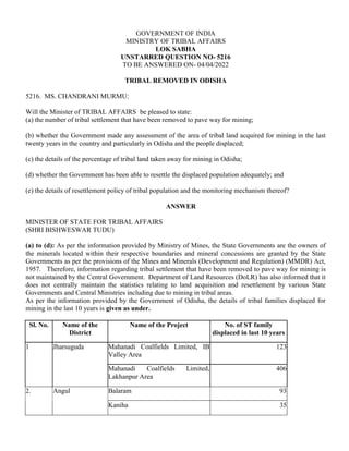 Tribal removed in Odisha | PDF