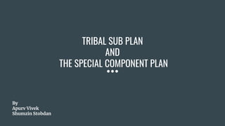TRIBAL SUB PLAN
AND
THE SPECIAL COMPONENT PLAN
By
Apurv Vivek
Shumzin Stobdan
 