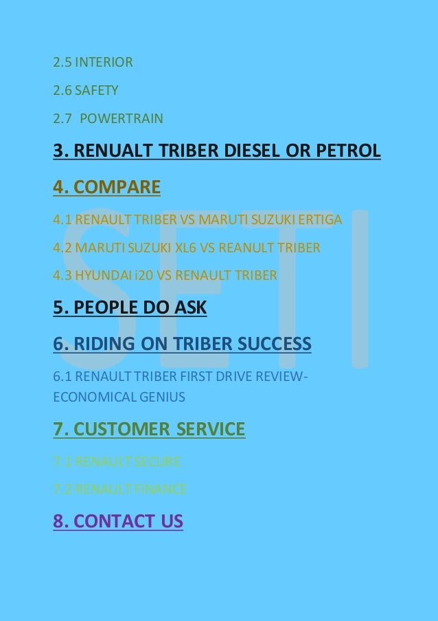 Summer Training Project On Renault Triber Car