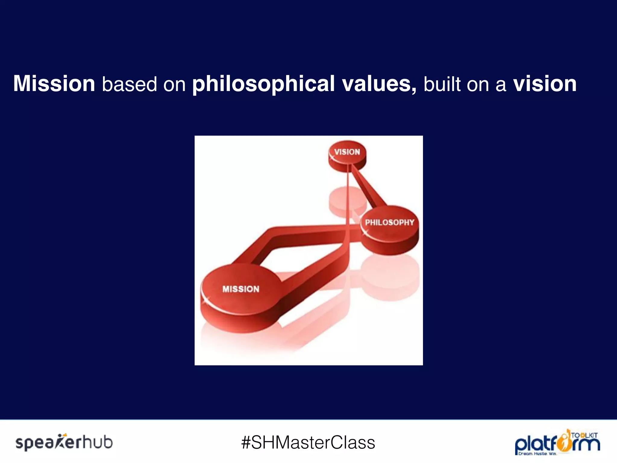 #SHMasterClass
Mission based on philosophical values, built on a vision
 