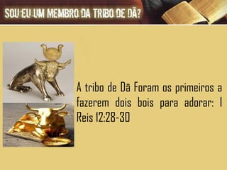 A tribo de Dã  Foram os primeiros a fazerem dois bois para adorar: I Reis 12:28-30 