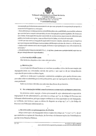 Sentença do Tribunal Administrativo sobre processo do STAL contra Câmara de Tomar