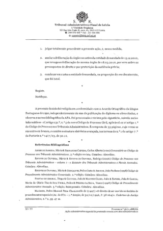 Sentença do Tribunal Administrativo sobre processo do STAL contra Câmara de Tomar
