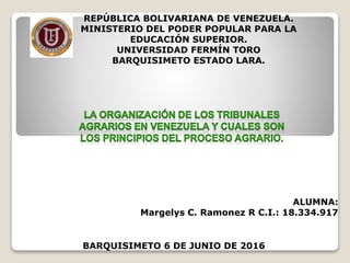 REPÚBLICA BOLIVARIANA DE VENEZUELA.
MINISTERIO DEL PODER POPULAR PARA LA
EDUCACIÓN SUPERIOR.
UNIVERSIDAD FERMÍN TORO
BARQUISIMETO ESTADO LARA.
ALUMNA:
Margelys C. Ramonez R C.I.: 18.334.917
BARQUISIMETO 6 DE JUNIO DE 2016
 