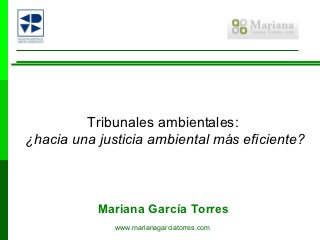 Tribunales ambientales:
¿hacia una justicia ambiental más eficiente?



           Mariana García Torres
              www.marianagarciatorres.com
 