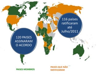 116 países
                         ratificaram
                              até
                         Julho/2011
120 PAISES
ASSINARAM
O ACORDO




                 PAISES QUE NÃO
PAISES MEMBROS   RATIFICARAM
 