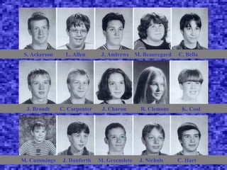 S. Ackerson     L. Allen      J. Andrews     M. Beauregard   C. Bella




 J. Brandt    C. Carpenter    J. Charon        R. Clemons     K. Cool




M. Cummings    J. Danforth   M. Greenslete    J. Nichols     C. Hart
 