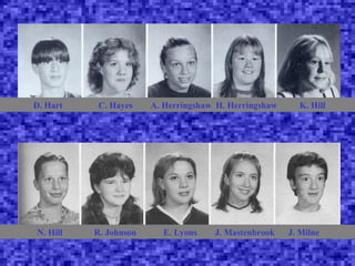D. Hart    C. Hayes    A. Herringshaw H. Herringshaw     K. Hill




N. Hill   R. Johnson     E. Lyons    J. Mastenbrook    J. Milne
 