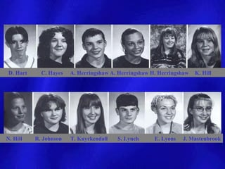 D. Hart     C. Hayes   A. Herringshaw A. Herringshaw H. Herringshaw   K. Hill




N. Hill    R. Johnson   T. Kuyrkendall   S. Lynch      E. Lyons   J. Mastenbrook
 