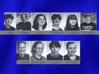 J. Milne   J. Nichols      J. Paul     D. Percival   S. Percival   M. Shaftic




           T. Stowell   K. Voorhees   T. Youker      M. Young
 