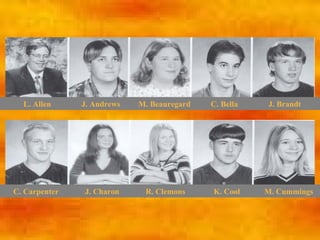 L. Allen     J. Andrews   M. Beauregard   C. Bella   J. Brandt




C. Carpenter   J. Charon     R. Clemons     K. Cool    M. Cummings
 