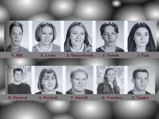 N. Hill      E. Lyons      J. Mastenbrook   J. Nichols      J. Paul




D. Percival   S. Percival    T. Stowell      K. Voorhees   T. Youker
 