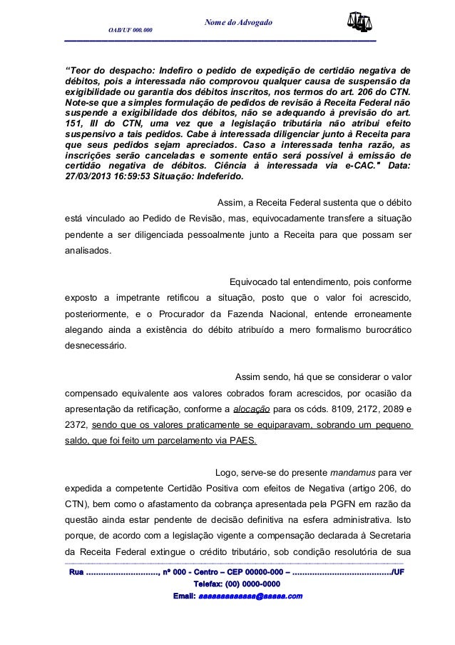 Tributário: Mandado de Segurança Cc Liminar