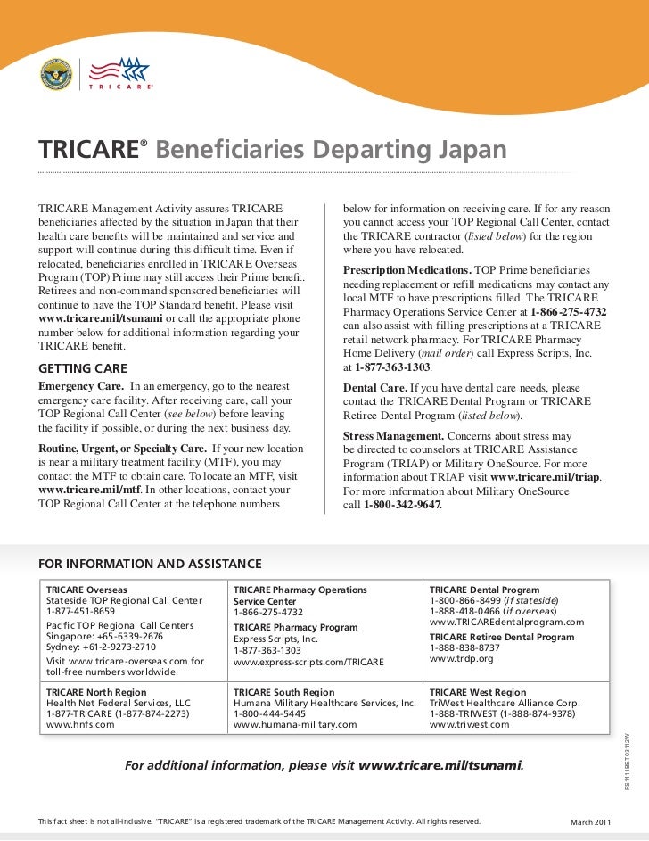 tricare beneficiaries departing japan fact sheet