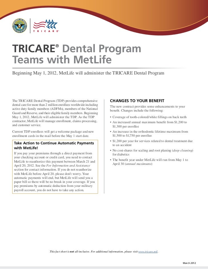 TriCare Dental Program Metlife Factsheet