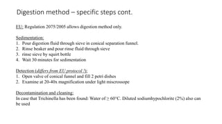 Cysticercosis and Trichinella detection in meat