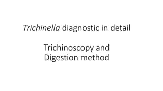 Cysticercosis and Trichinella detection in meat