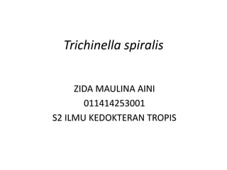 Trichinella spiralis
ZIDA MAULINA AINI
011414253001
S2 ILMU KEDOKTERAN TROPIS
 