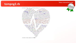 “Most interactive code”
tompng2.rb
 